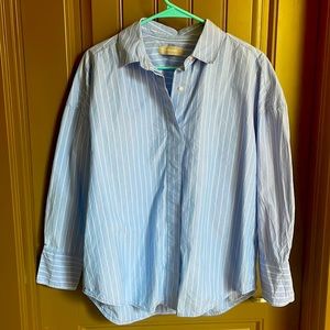 Everlane Oversized Poplin Shirt Size Small Blue/ White